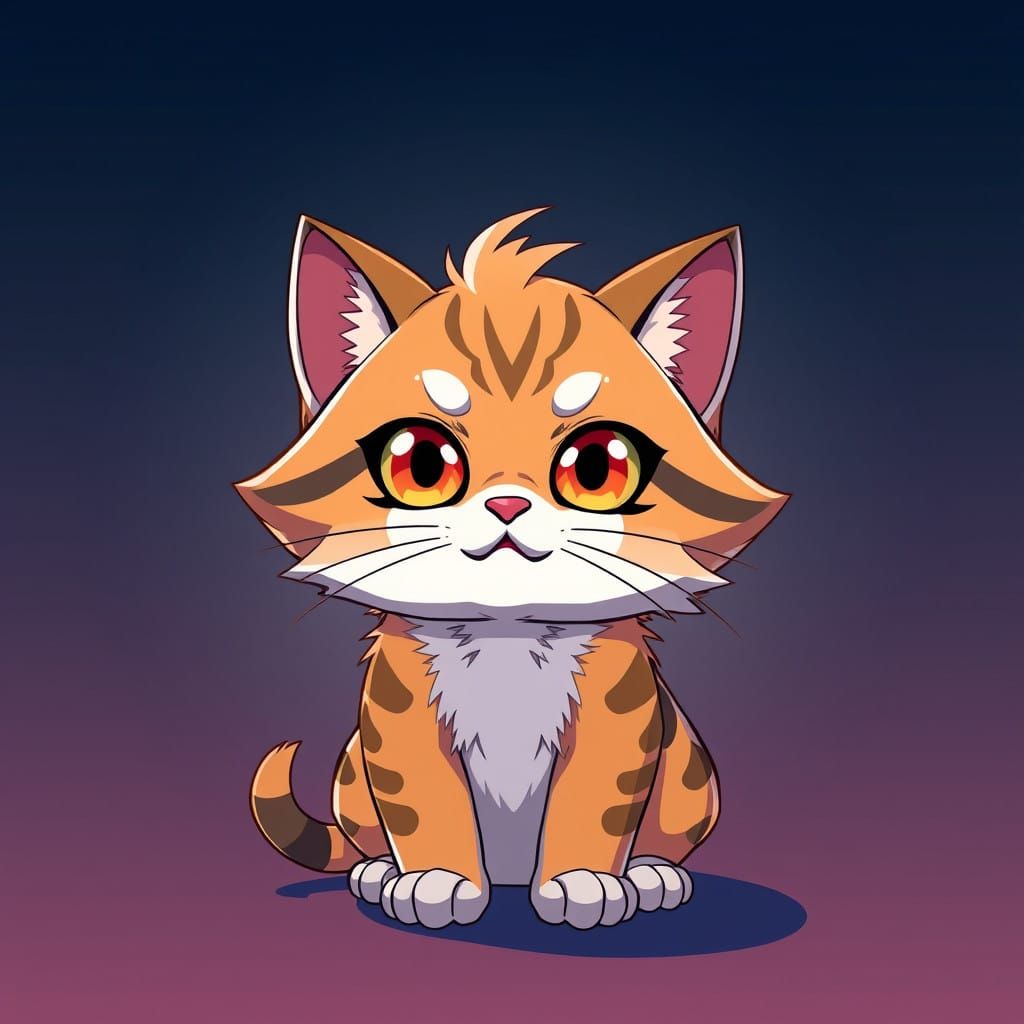 Anime Tiger Cat Portrait in Vibrant Studio Trigger Style