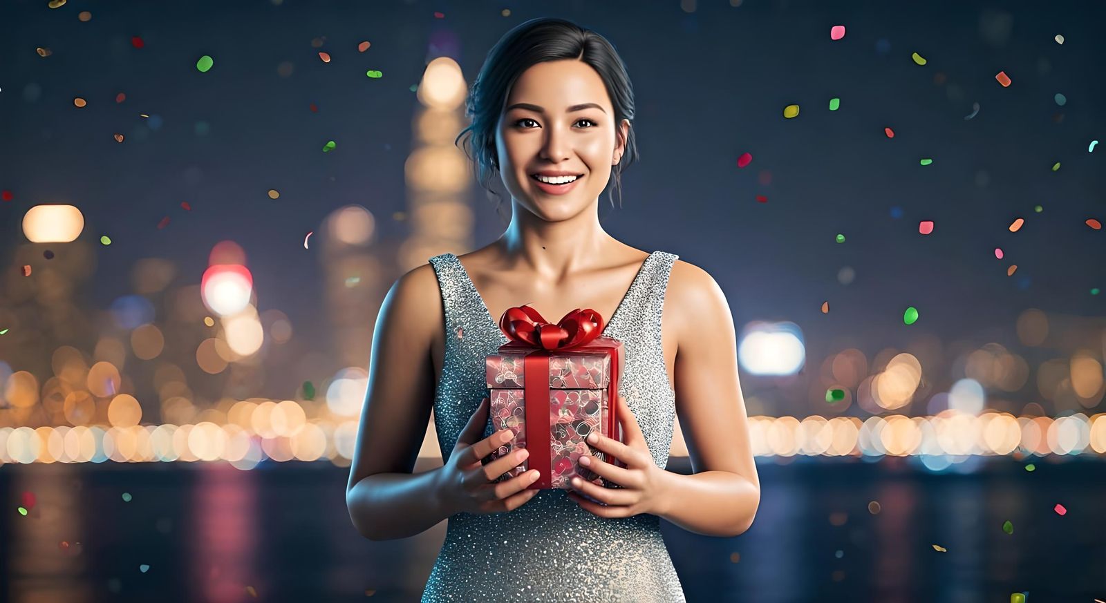 Happy New Year 2025 Celebration with Gift Box