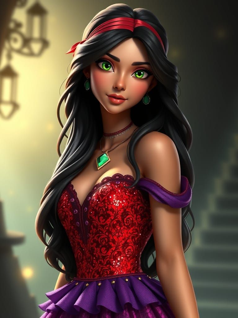 Enchanted Red Beauty in 3D Anime Art