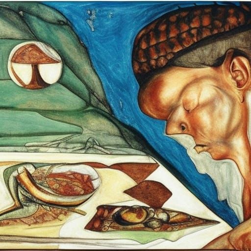 Hedgehog Tutankhamun Feasting, Surrealist Impression