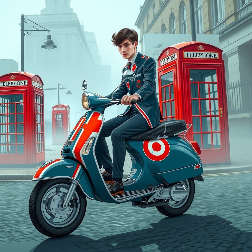 Quadrophenia style lambretta scooter wearing mod target the jam