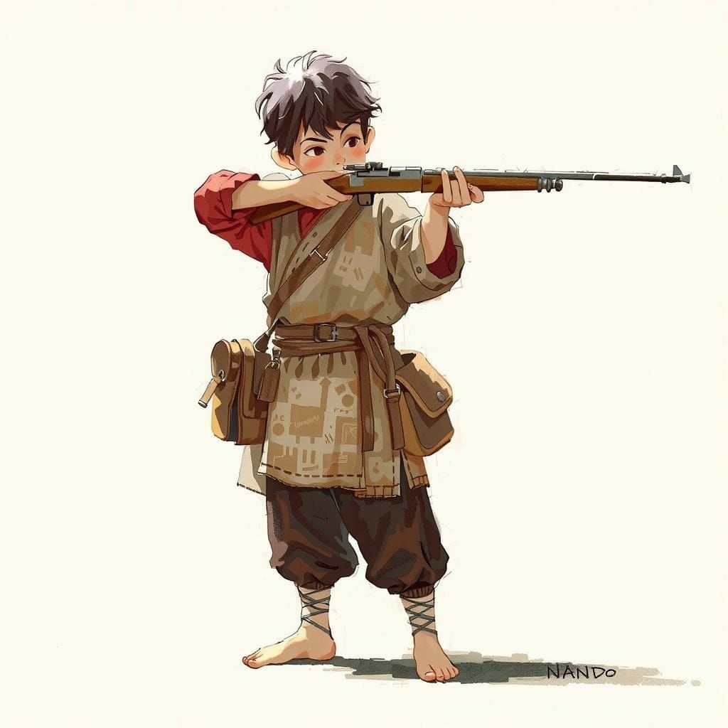 Man in Portuguese Restaurant, Modern Art Style