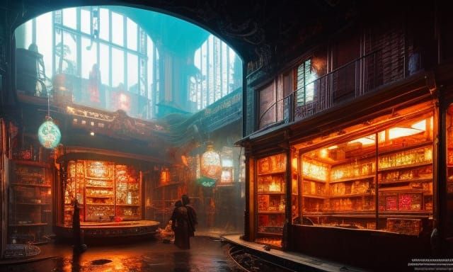 Detailed Magic Store Fantasy Art