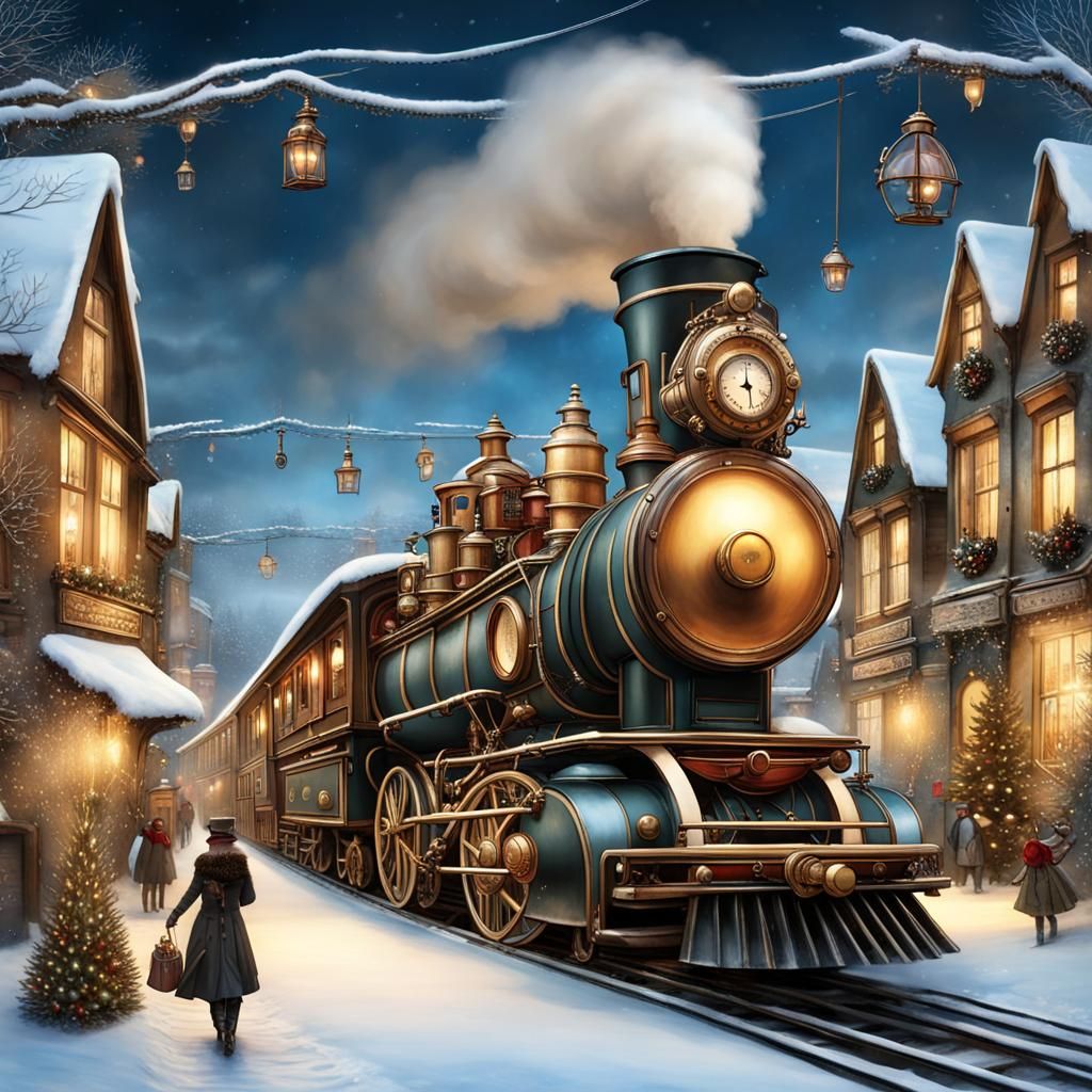 Steampunk Train Rides Through Christmas Village