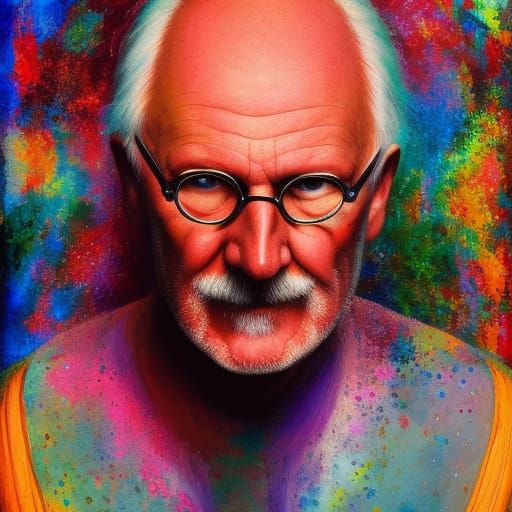 Hyperrealistic Portrait of Carl Jung in Splash Art Style