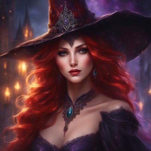 Gothic Witch Portrait in Dark Castle Setting