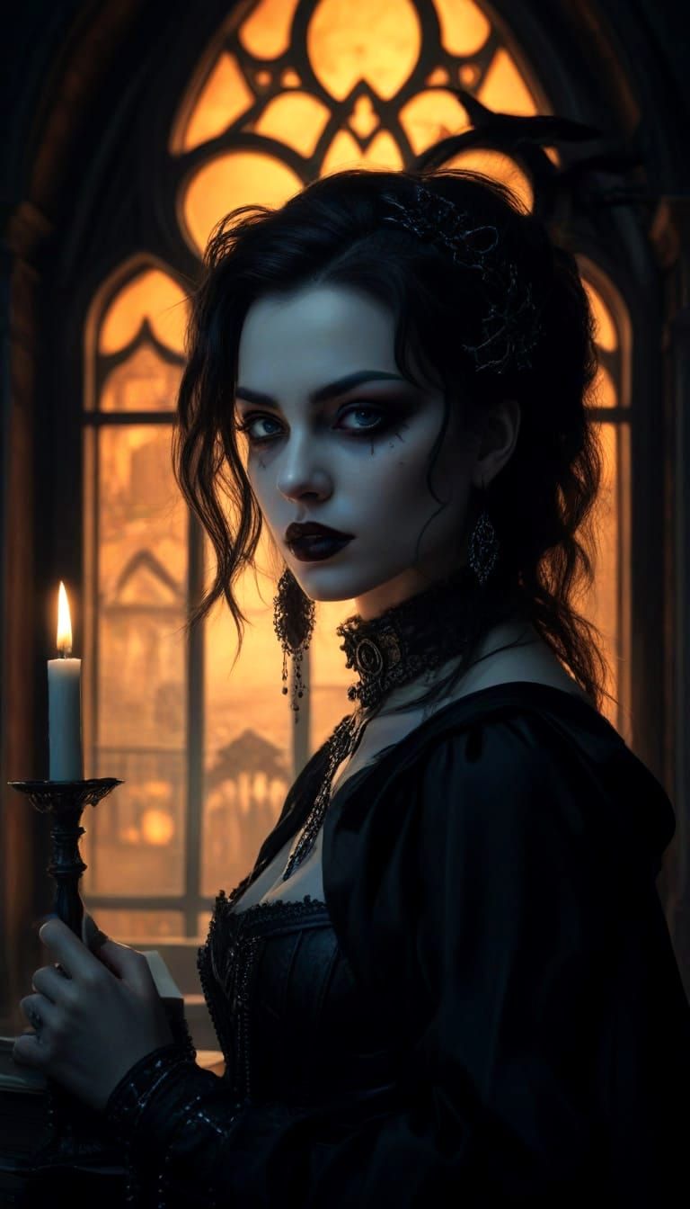 Gothic Occult Witch in Hyperrealistic 8K Cinematic Style