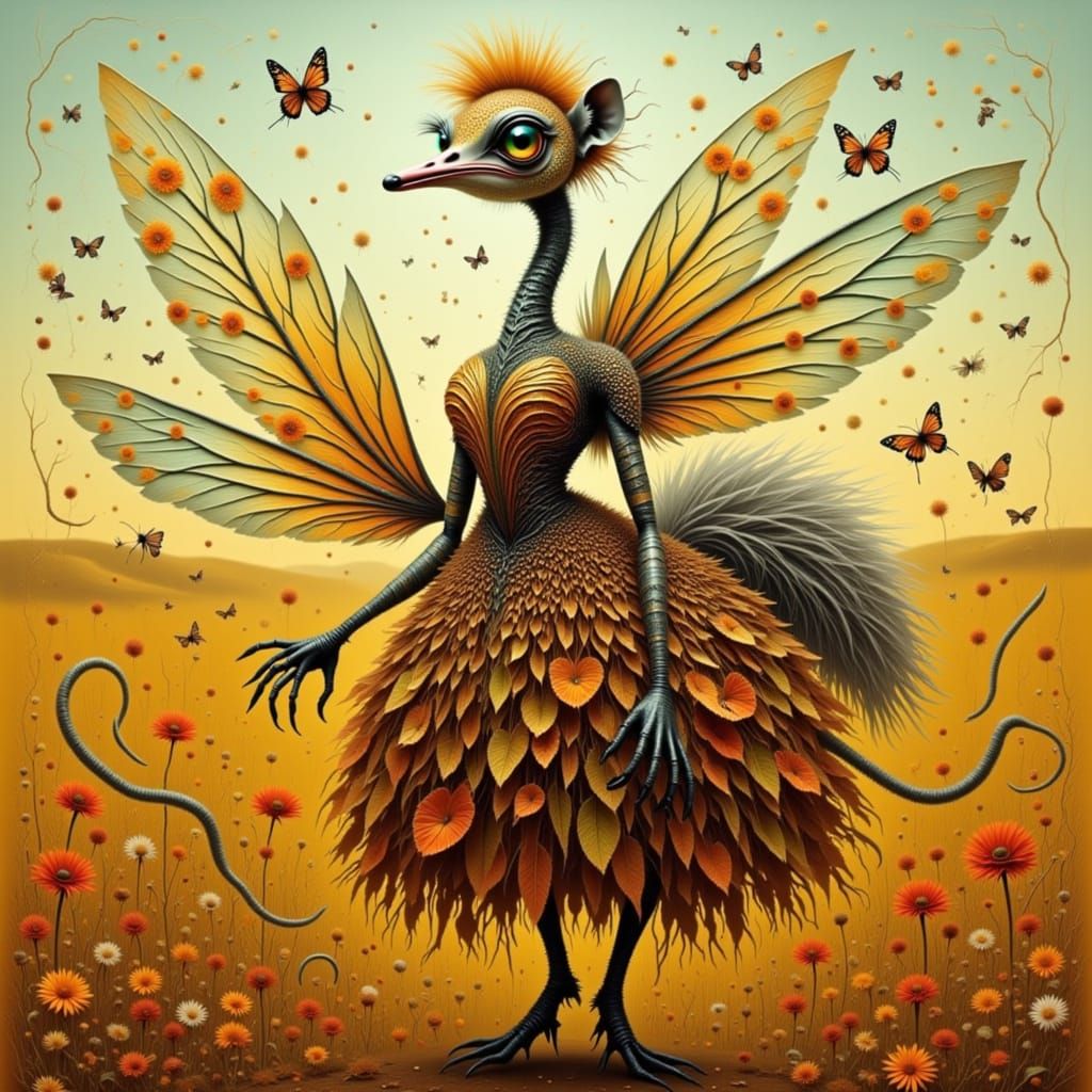 Mystical Savannah Goddess with Ostrich Feathers