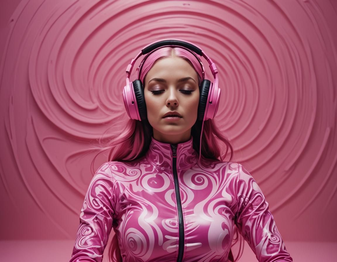 Hypnotized Woman in Trance with Pink Magic Swirls