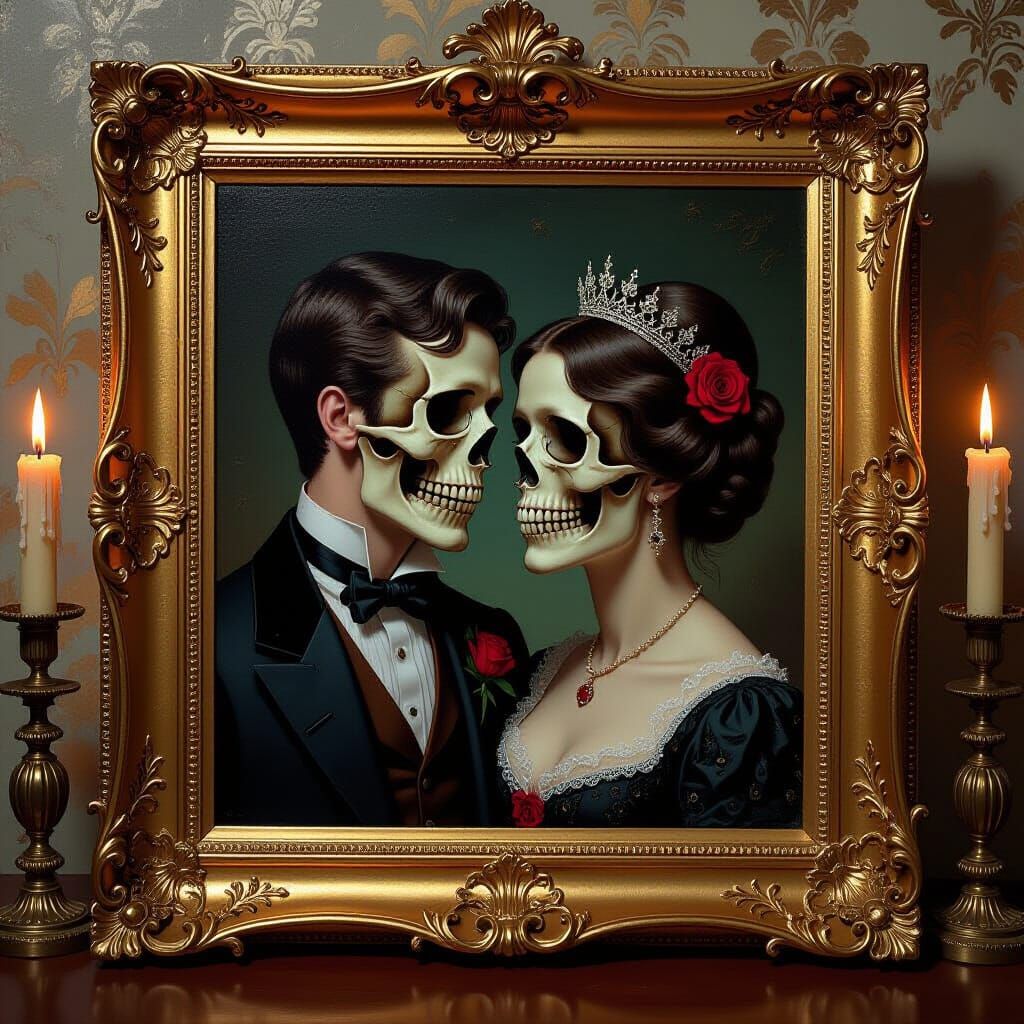 Melting Lovers Victorian Portrait Oil Painting
