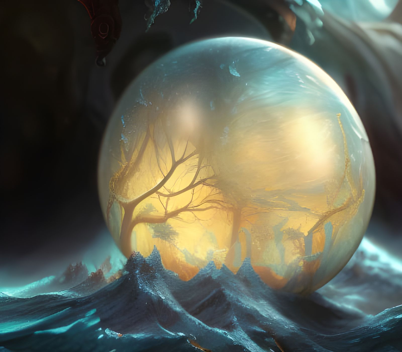 Rose in Frozen Bubble: Detailed Fantasy Art