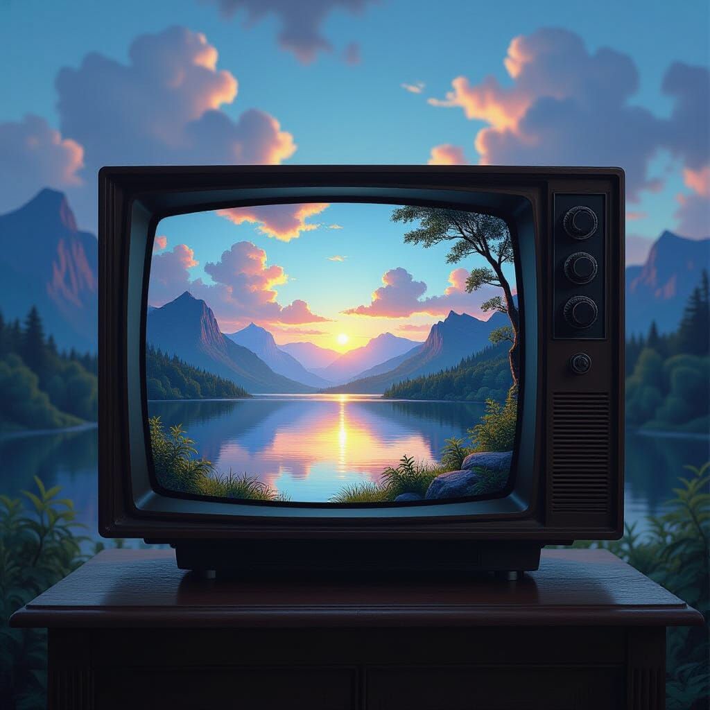 Paradise Vista Through Vintage TV Screen