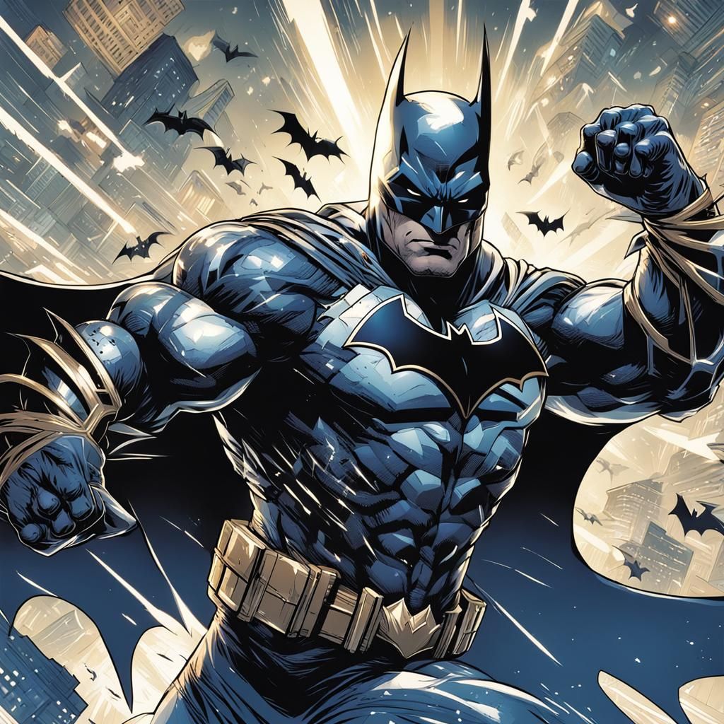 Batman and All Might Hybrid Comic Art