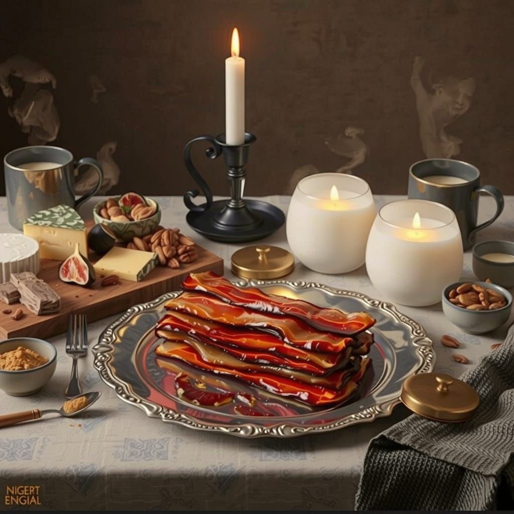 Maple Glazed Bacon Still Life as Oil Painting