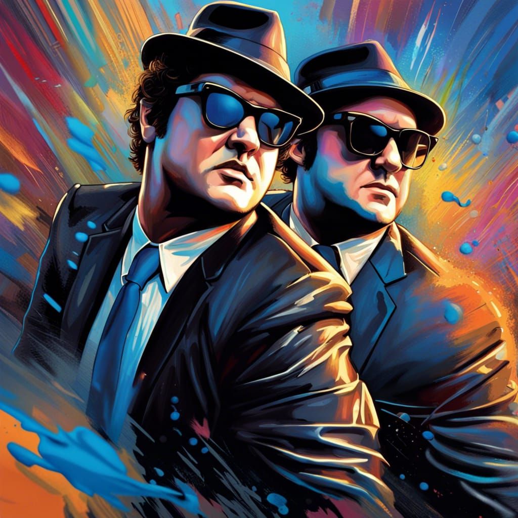 Hyperrealistic Blues Brothers Splash Art