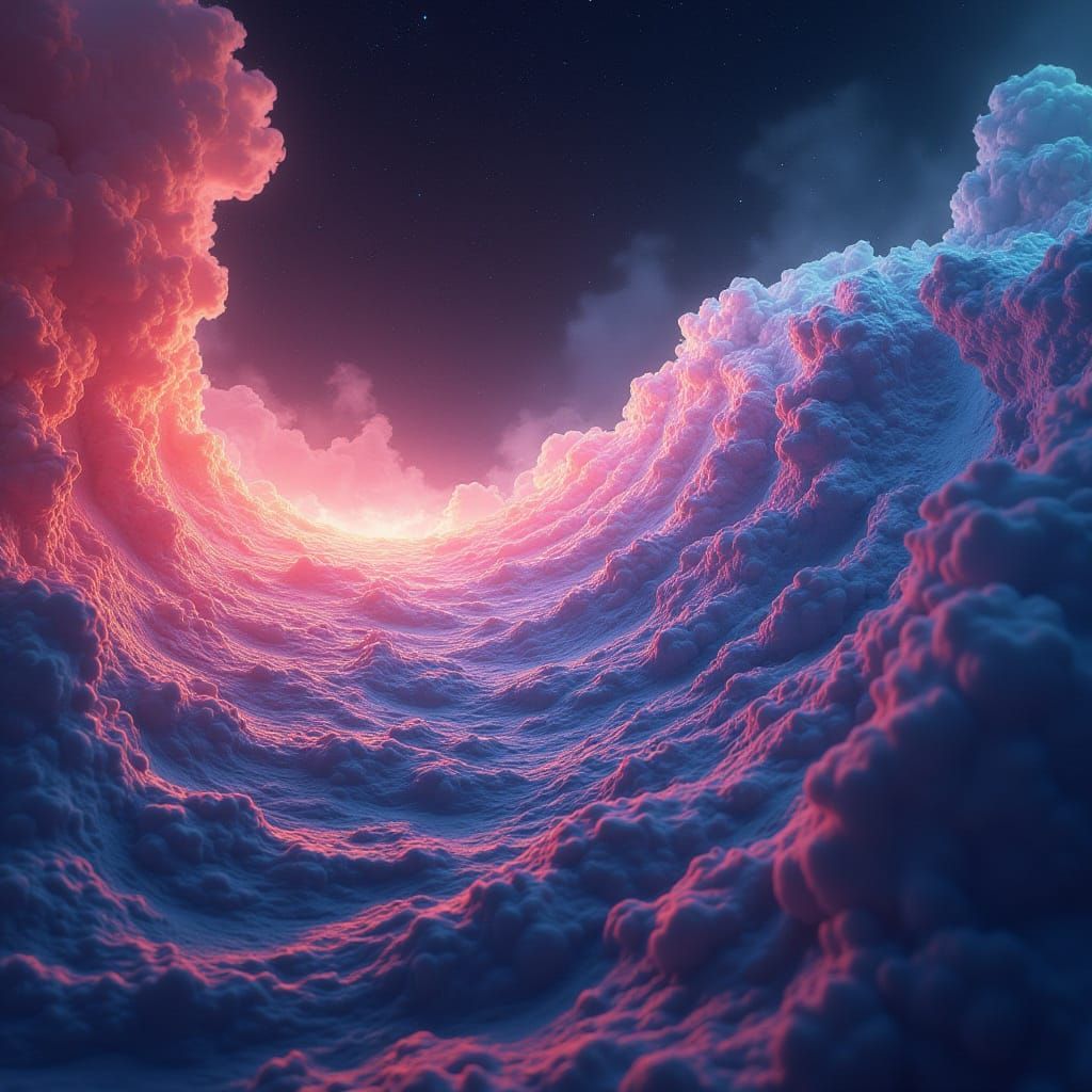 Cosmic Gravity Waveform in 3D Rendered Style
