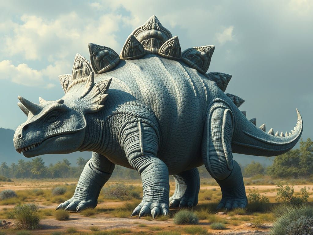 Hyper-Realistic Ankylosaurus Portrait in a Serene Prehistori...