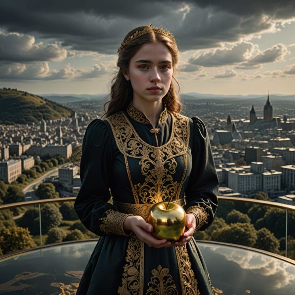 Princess in Golden Splendor on Glass Hill