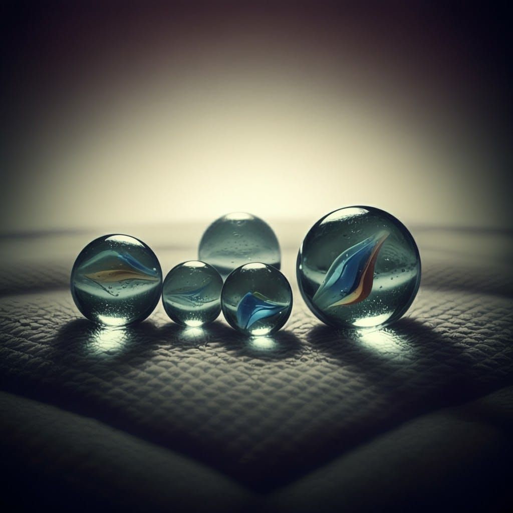 Marbles on Pillow in Dreamlike Glitchcore Style