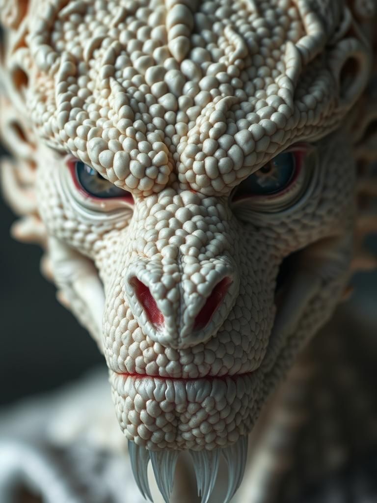 Albino Dragon Man Portrait in Psychedelic Style