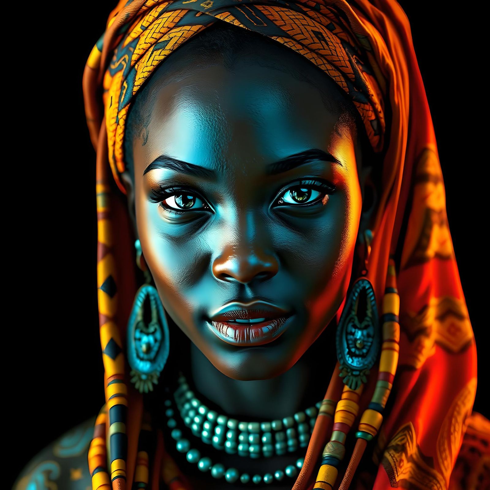 South African Beauty Portrait in Futurist Style