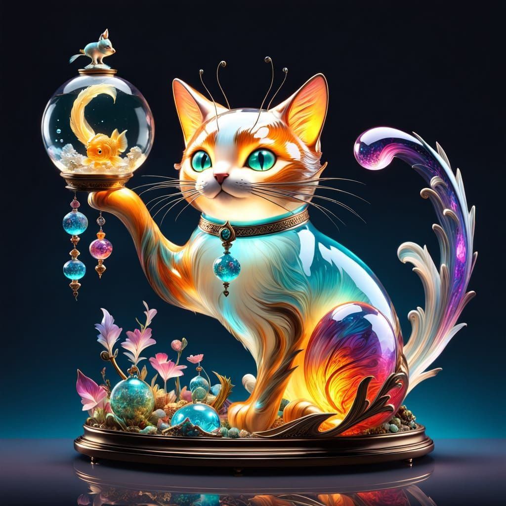 Floating Goldfish in Dreamlike Digital Art