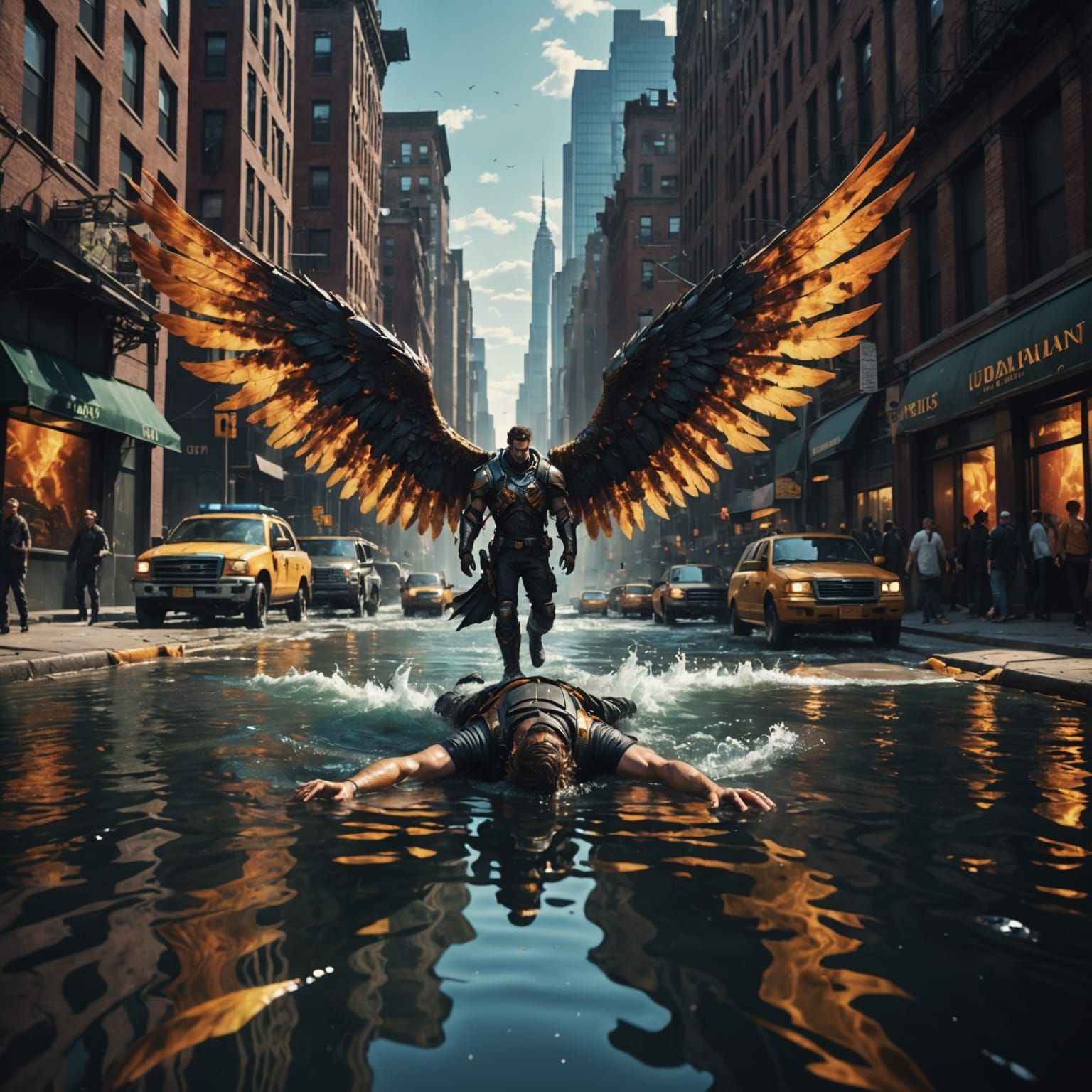 Icarus in New York City: A Detailed Matte Painting