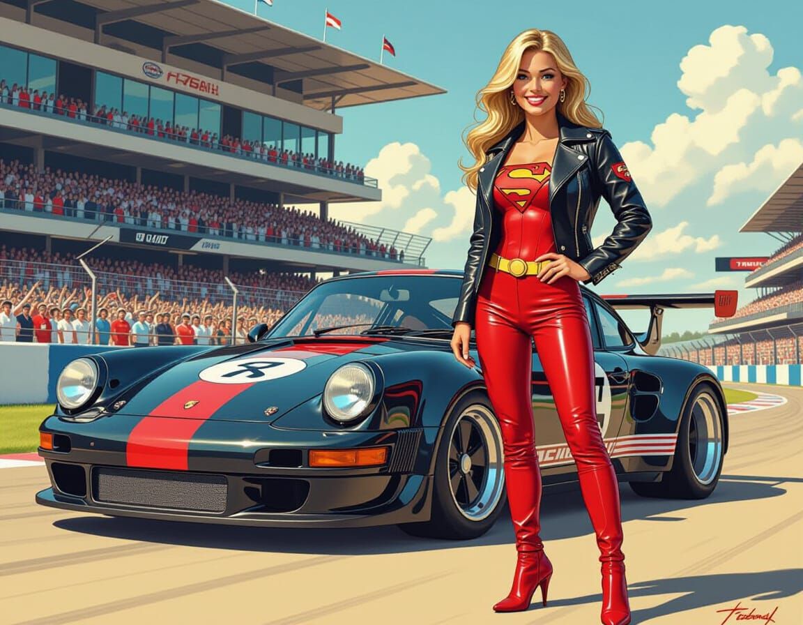 Supergirl at Le Mans in Manara Style
