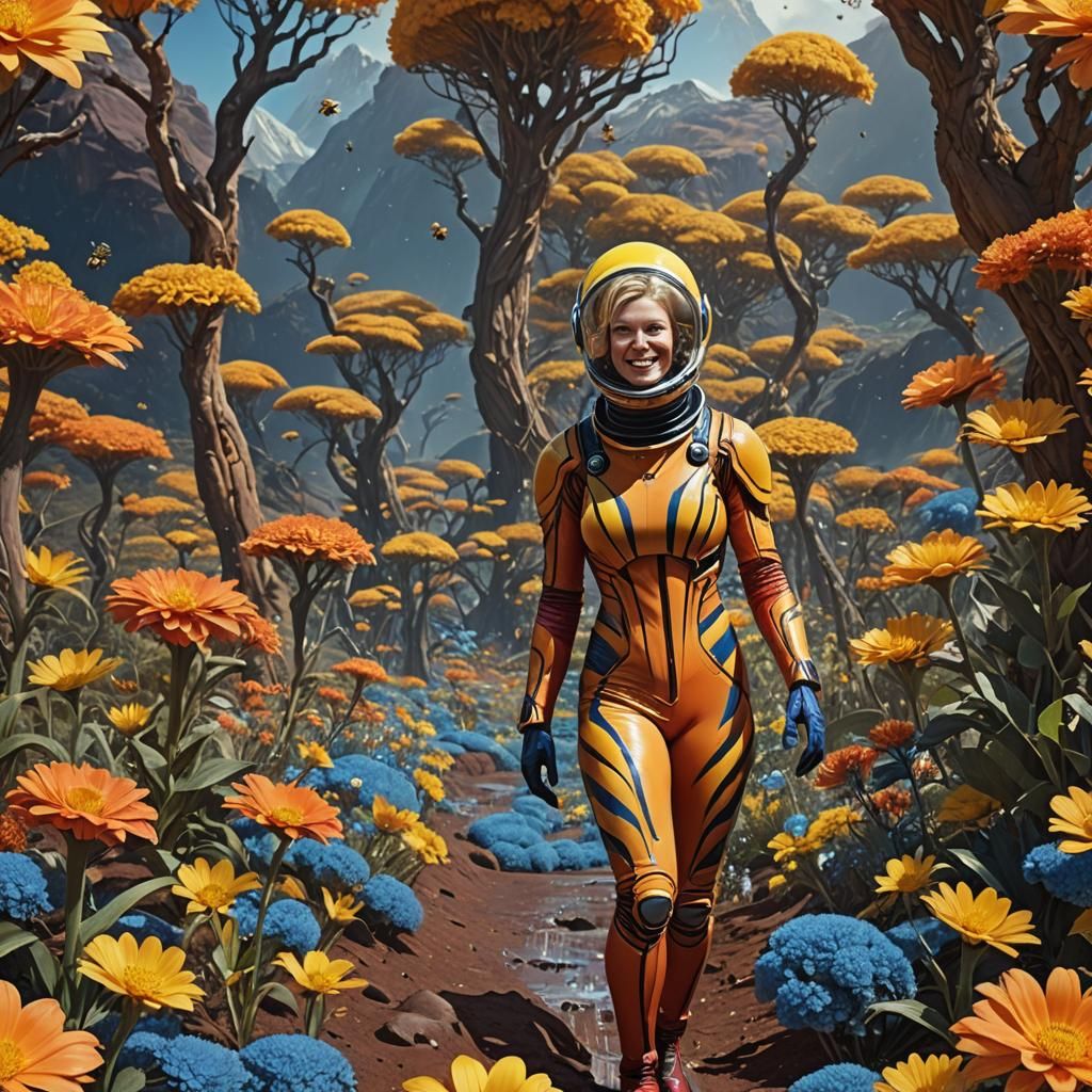 Alien Planet: Woman in Latex Suit, Hyperrealistic Art