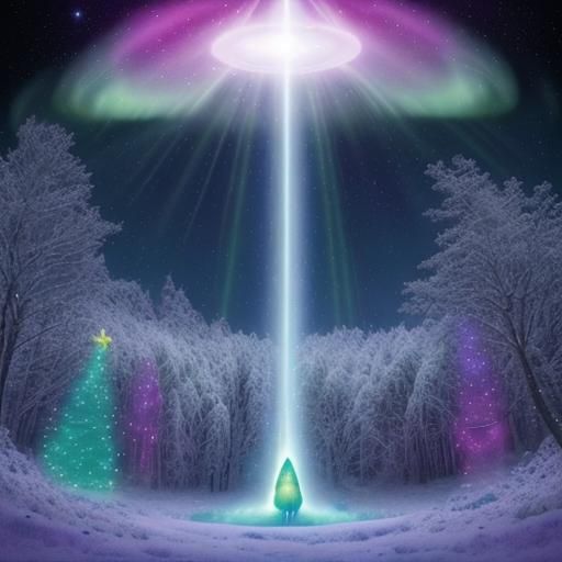 Christmas Planetarium Utopia with Aurora Borealis