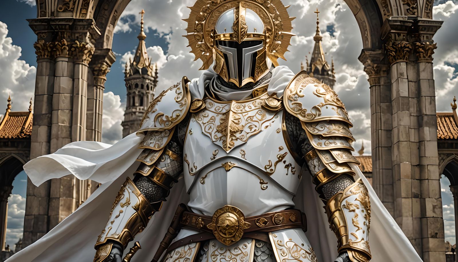 Guardian of Light in White and Gold Armor