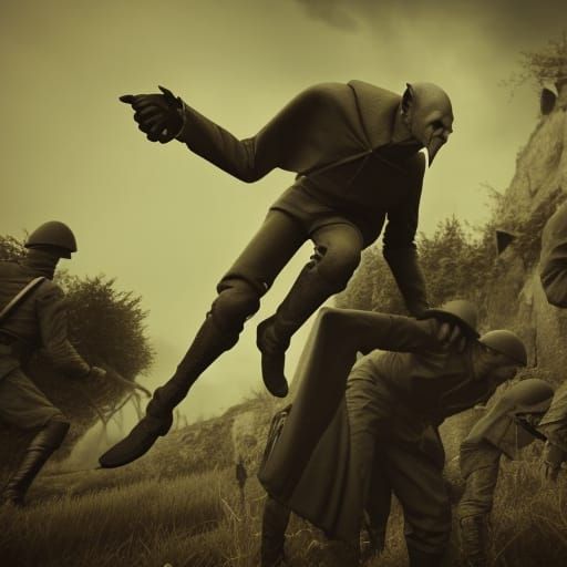 Nosferatu Attacks Soldiers in World War Two: 3D Cinematic