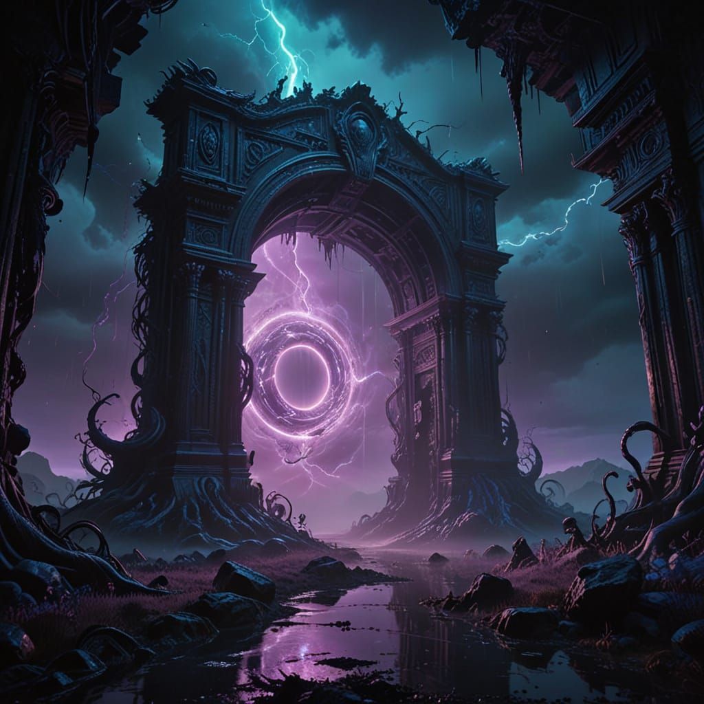 Ethereal Portal in a Dark, Infinite Void