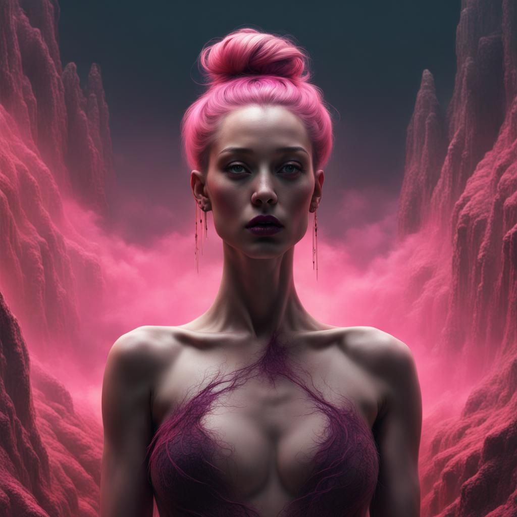 Beautiful Woman Portrait in Surreal Style