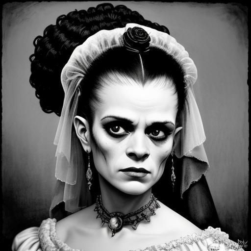 Bride of Frankenstein Portrait in Pictorialist Style