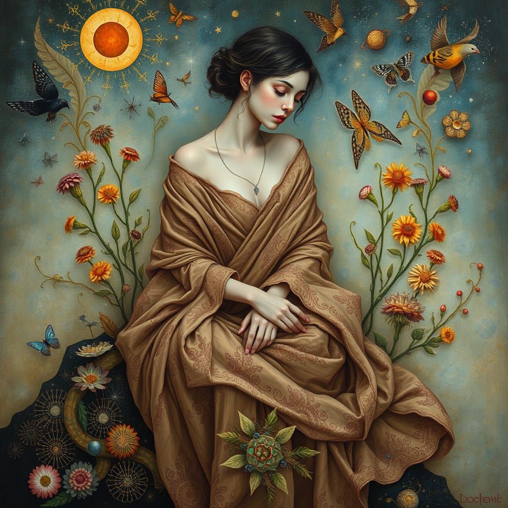 Dreamlike Figure in Vibrant, Ethereal Landscape