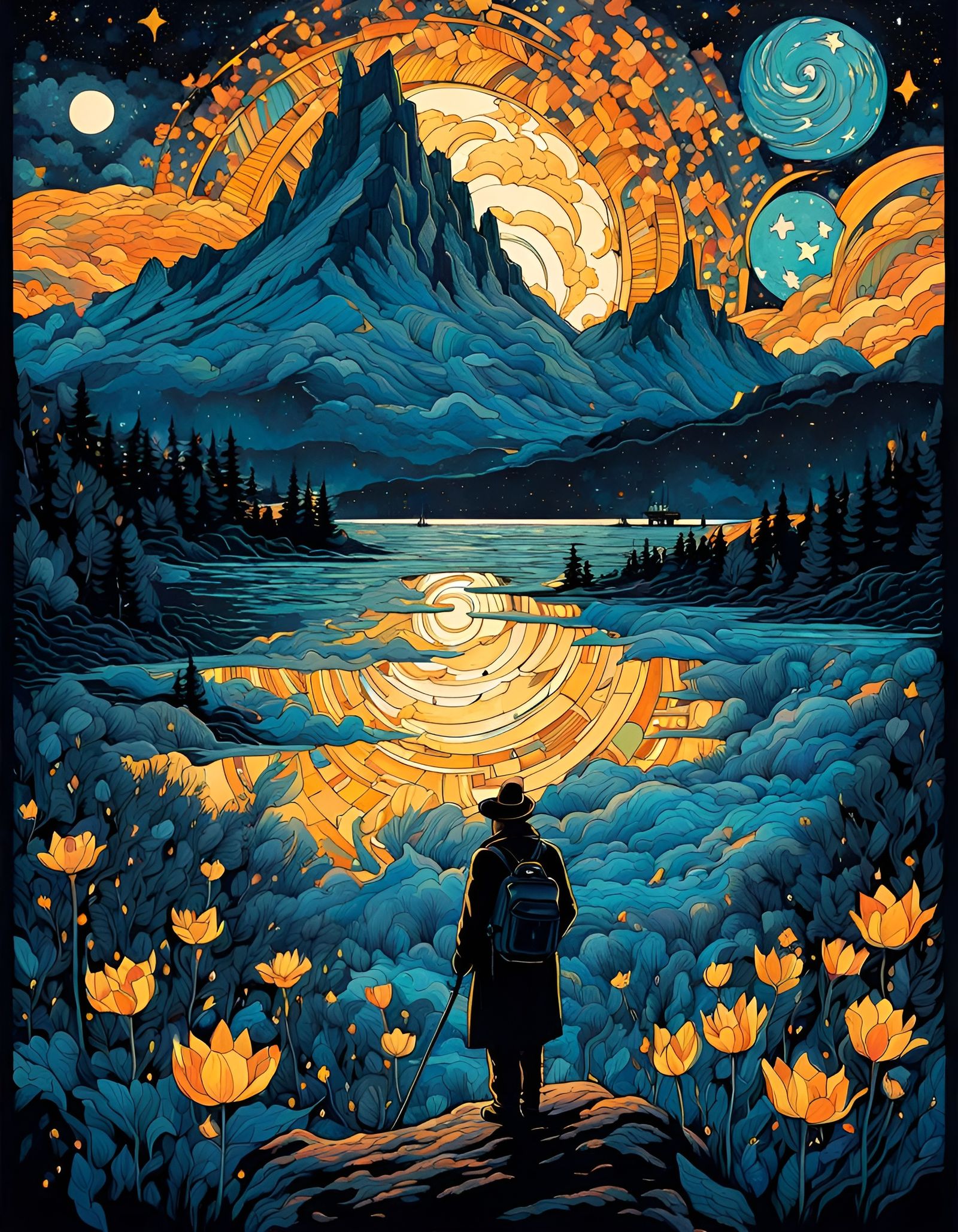 Endless Night: Double Exposure Fantasy Illustration