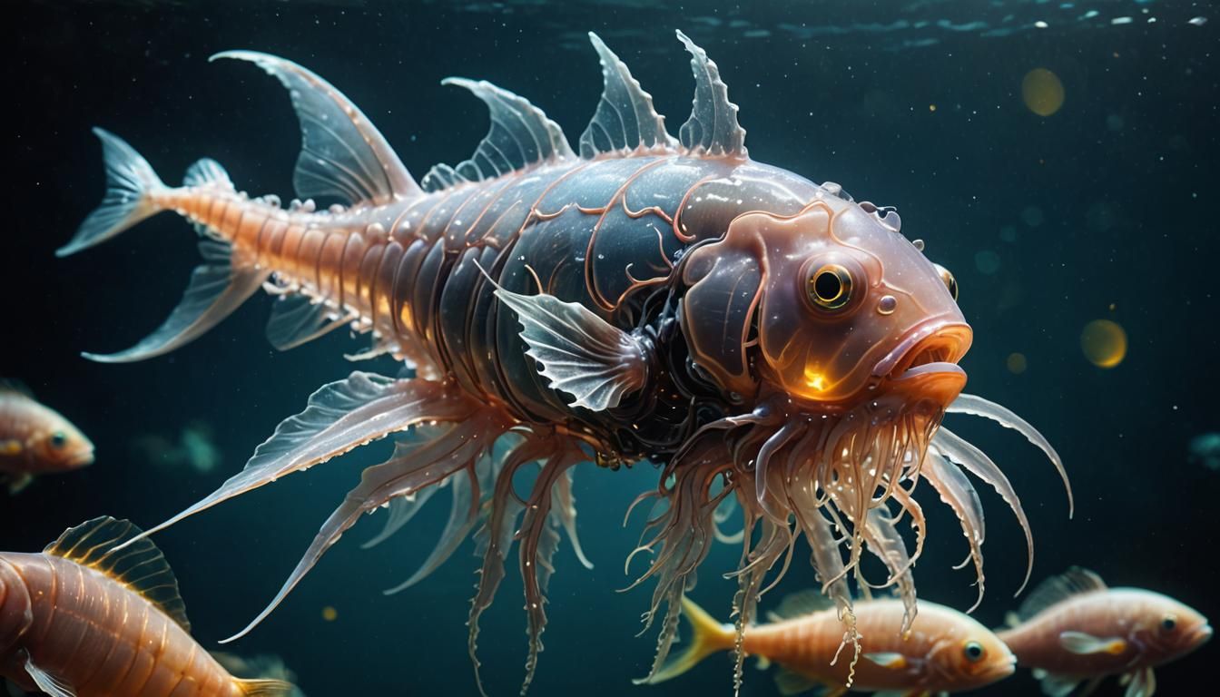 Bioluminescent Deep-Sea Creature in Raw Photographic Style