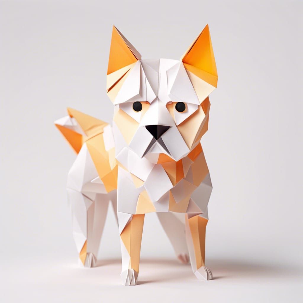Origami Dog Papercraft in High Resolution
