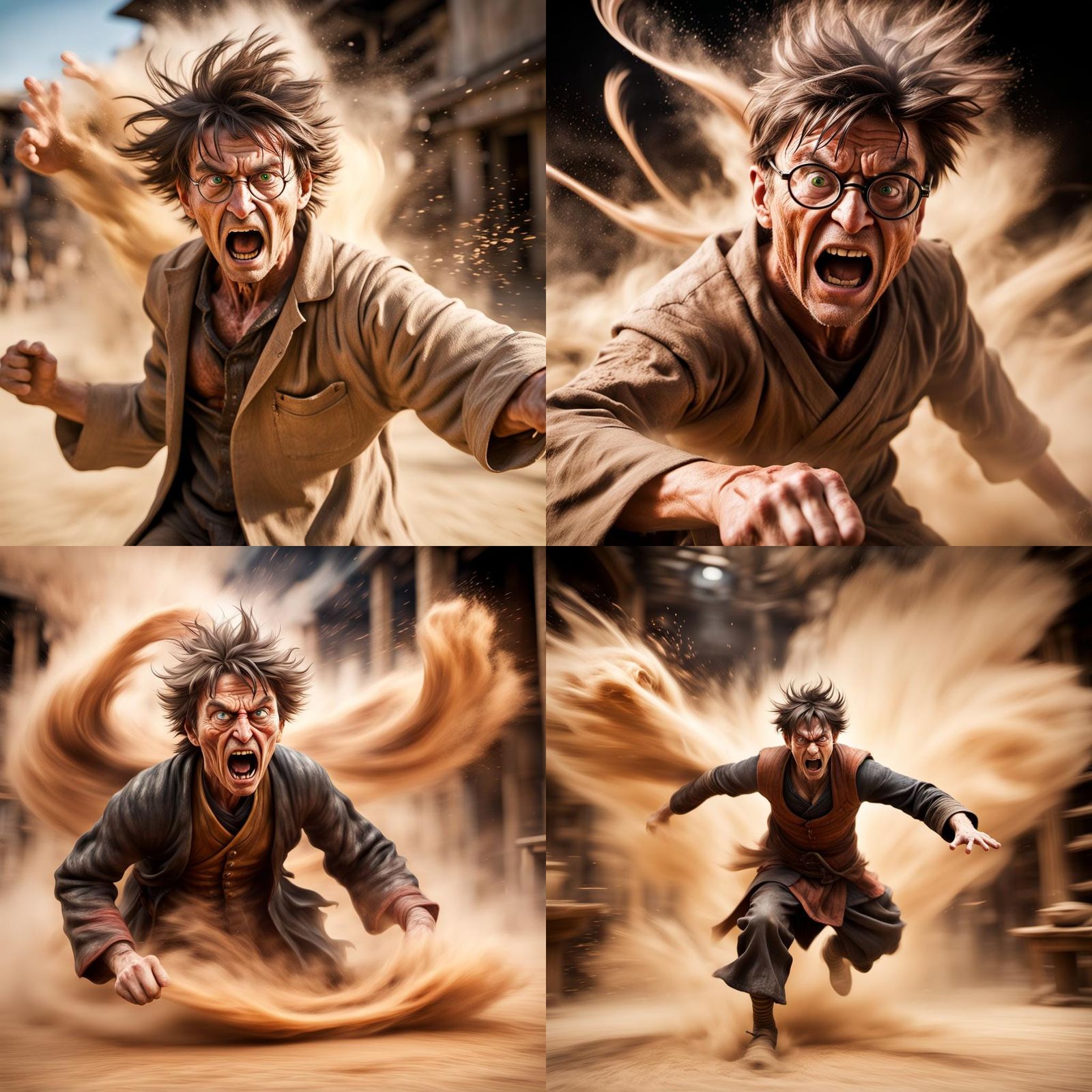 Enraged Figure Charging with Motion Blur Effects