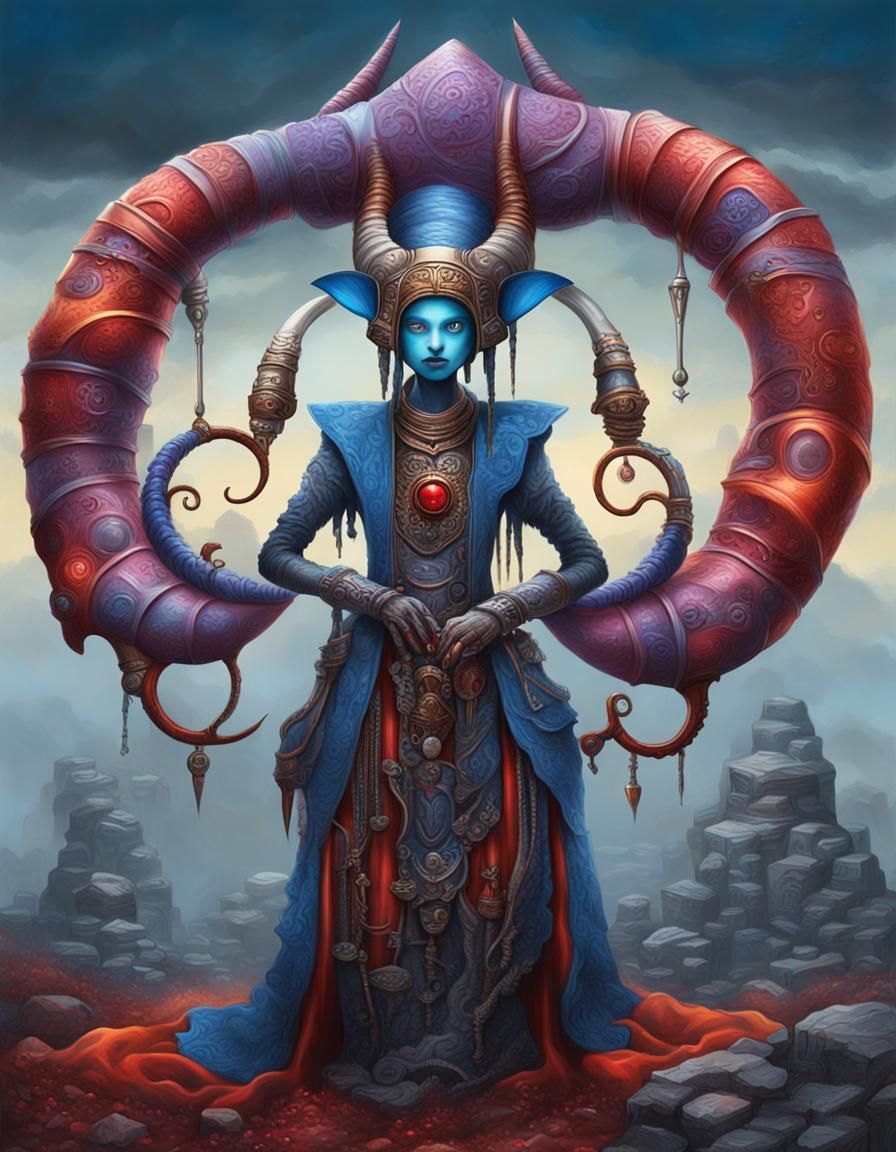 Fantasy Violet Creature in Fantasycore Nightscape