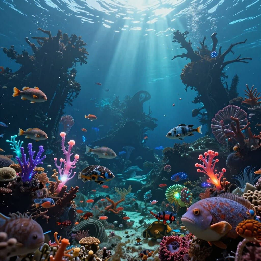 Deep Ocean Life: Diverse Species and Adaptations in Digital ...