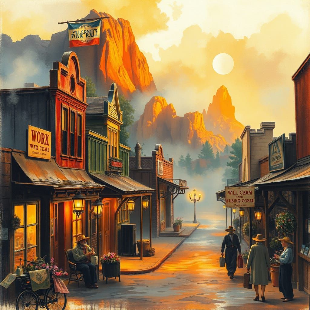 Old West Town in Ethereal Impressionist Style