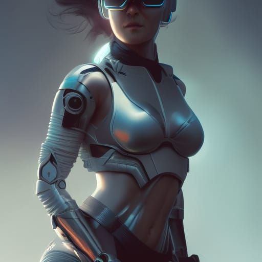 Futuristic Woman in Techwear, Digital Art