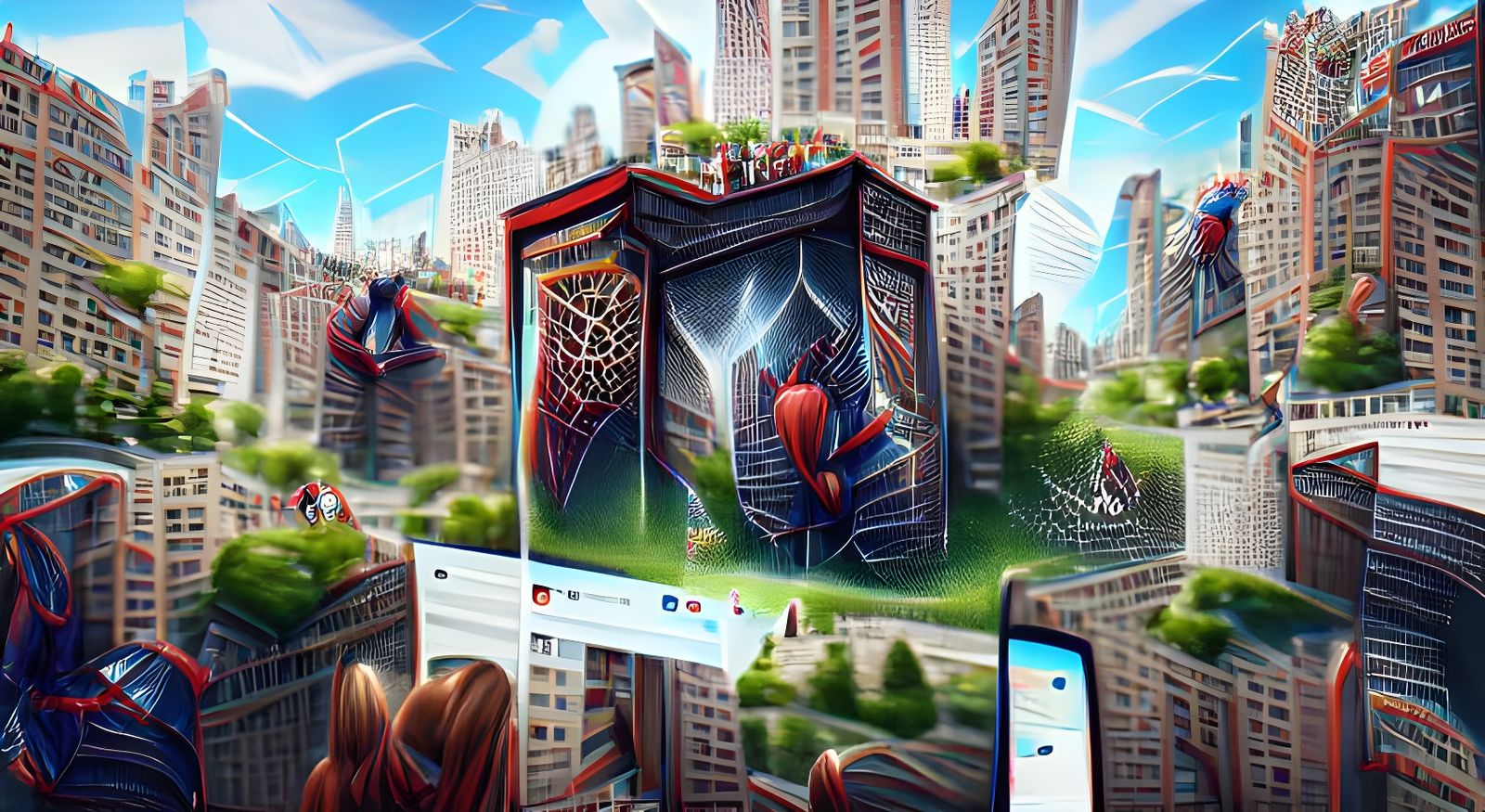 Spider-Man Cartoon Portal in New York: 8K Wallpaper