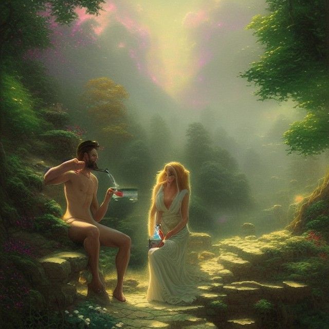 Adam and Eve in Ethereal Fantasy Style