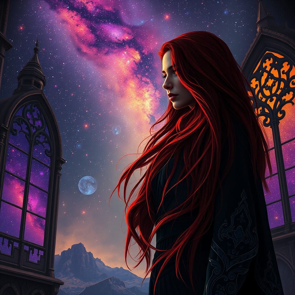 Dark Fantasy Goddess Illuminated by Ethereal Glow