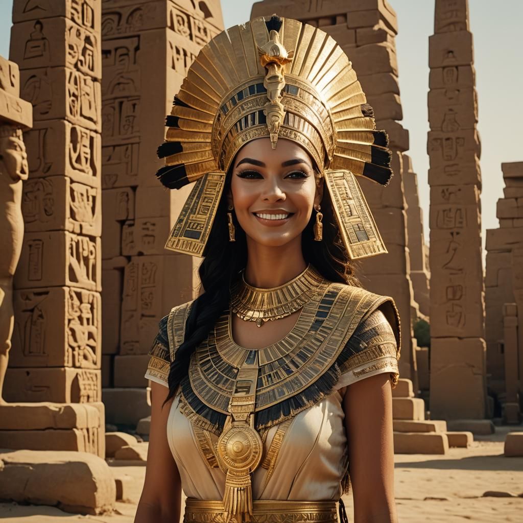 Egyptian Queen at Karnak Temple in Golden Hour
