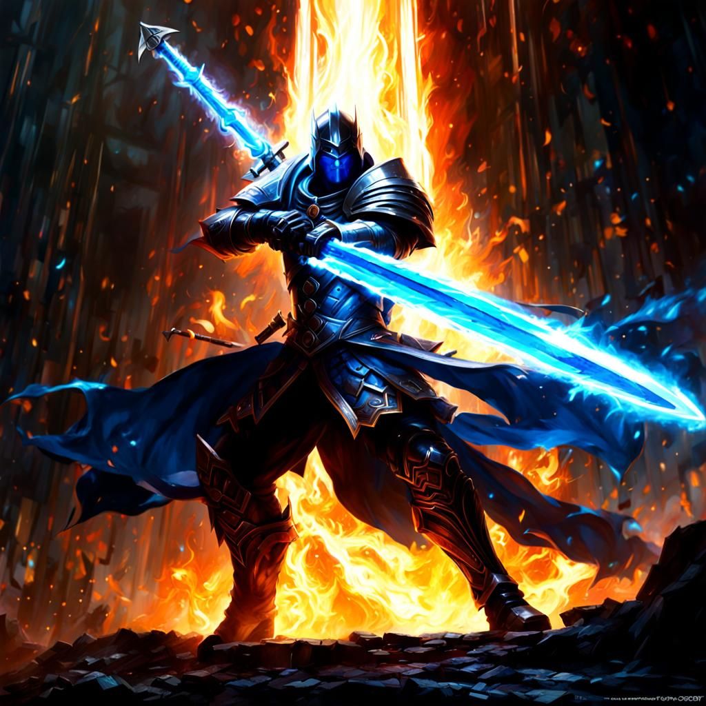 Cursed Vapor Paladin with Glowing Longsword