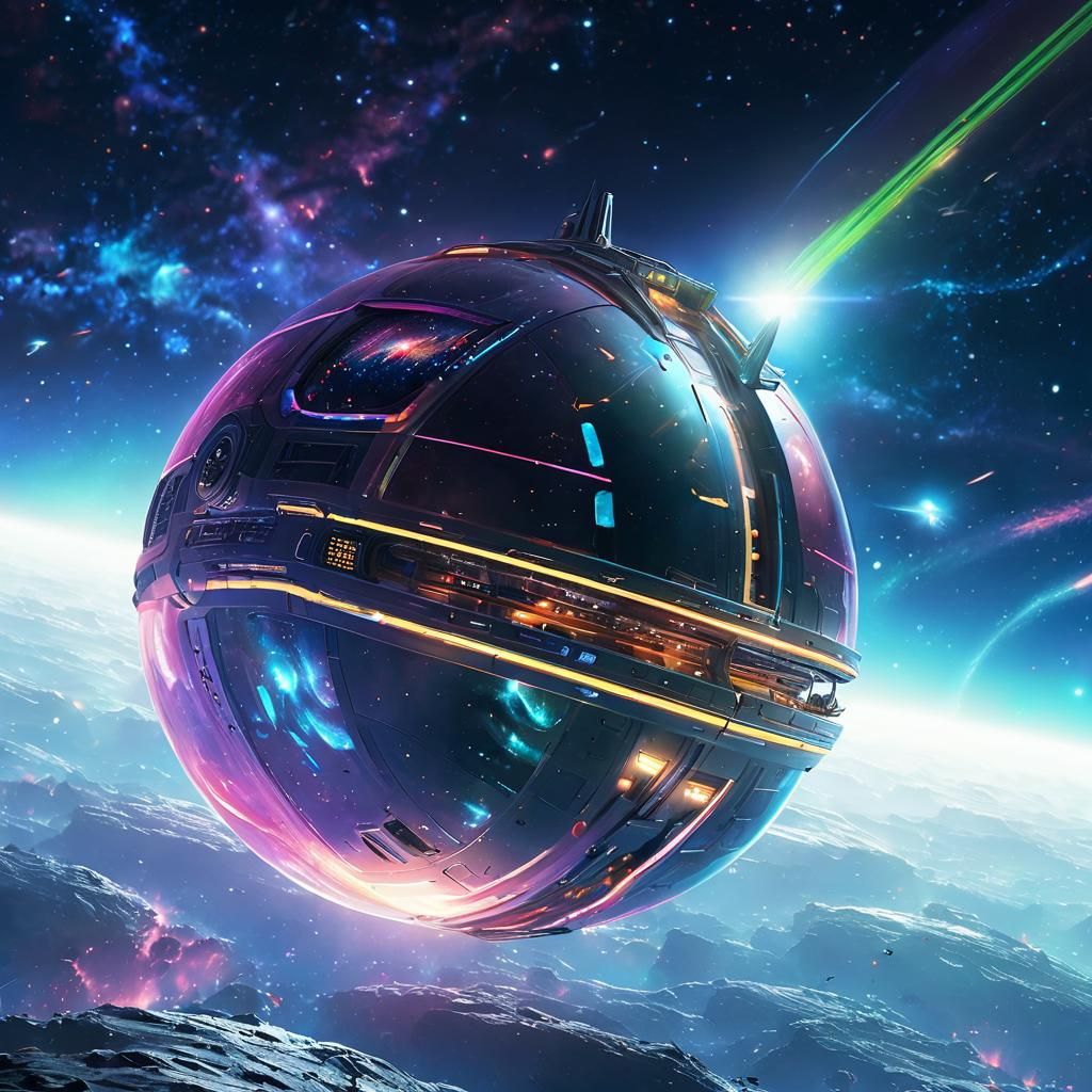 Translucent Spaceship Lost in Gravity Anomaly: Digital Art